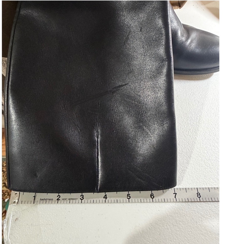 Via Spiga Black Leather Boot Silver Harness Buckle Knee High with Zipper Size 8 - Picture 3 of 16